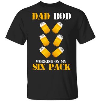 Funny Beer Father’S Day Gift Dad Bod Working On My Six Pack Graphic Design Printed Casual Daily Basic Unisex T-Shirt - Thegiftio UK