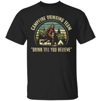 Funny Bigfoot Campfire Drinking Team Meme Graphic Design Printed Casual Daily Basic Unisex T-Shirt - Thegiftio UK