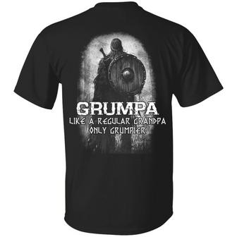 Grumpa Like A Regular Grandpa Only Grumpier Funny Viking Print On Back Only Graphic Design Printed Casual Daily Basic Unisex T-Shirt - Thegiftio UK