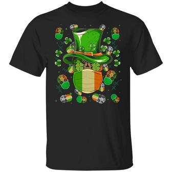 Happy Saint Patrick’S Day Masked Sugar Skull Irish Flag Shamrock S Graphic Design Printed Casual Daily Basic Unisex T-Shirt - Thegiftio UK