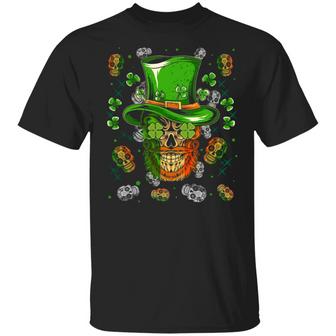 Happy Saint Patrick’S Day Sugar Skull Irish Flag Shamrock Day S Of The Dead S Graphic Design Printed Casual Daily Basic Unisex T-Shirt - Thegiftio UK