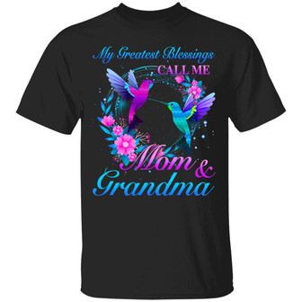 Hummingbird My Greatest Blessings Call Me Mom And Grandma T Graphic Design Printed Casual Daily Basic Unisex T-Shirt - Thegiftio UK