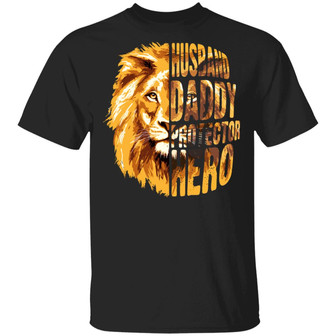 Husband Daddy Protector Hero Lion Graphic Design Printed Casual Daily Basic Unisex T-Shirt - Thegiftio UK