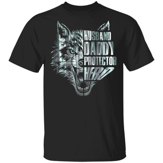 Husband Daddy Protector Hero Wolf Father’S Day Graphic Design Printed Casual Daily Basic Unisex T-Shirt - Thegiftio UK