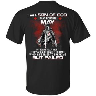 I Am A Son Of God I Was Born In May My Scars Tell A Story They Are Graphic Design Printed Casual Daily Basic Unisex T-Shirt - Thegiftio UK