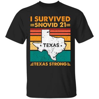 I Survived Snovid 21 Texas Strong Retro Vintage Style Graphic Design Printed Casual Daily Basic Unisex T-Shirt - Thegiftio UK