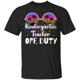 Kindergarten Teacher Off Duty Sunglasses Beach Sunset Graphic Design Printed Casual Daily Basic Unisex T-Shirt - Thegiftio UK