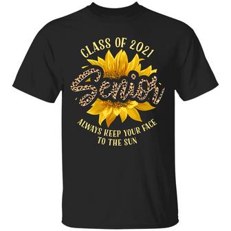 Leopard Sunflower Class Of 2021 Senior Always Keep Your Face To The Sun Graphic Design Printed Casual Daily Basic Unisex T-Shirt - Thegiftio UK
