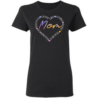 Mom Heart Words Ladies Graphic Design Printed Casual Daily Basic Women T-shirt - Thegiftio UK