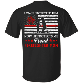 Proud Firefighter Mom Print On Back Only Graphic Design Printed Casual Daily Basic Unisex T-Shirt - Thegiftio UK