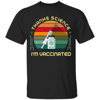 Thanks Science I’M Vaccinated Funny Pro Vaccine Vintage Retro Graphic Design Printed Casual Daily Basic Unisex T-Shirt - Thegiftio UK