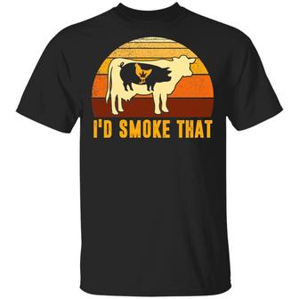 Ug I’D Smoke That Bbq Grilling Smoke Funny Party Vintage V Graphic Design Printed Casual Daily Basic Unisex T-Shirt - Thegiftio UK