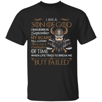 Viking I Am A Son Of God I Was Born In September Graphic Design Printed Casual Daily Basic Unisex T-Shirt - Thegiftio UK