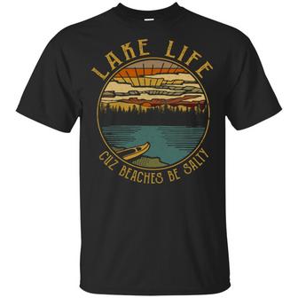 Vintage Lake And Life Cuz Beaches Be Salty Graphic Design Printed Casual Daily Basic Unisex T-Shirt - Thegiftio UK