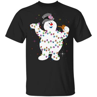 Frosty Snowman Christmas Light Graphic Design Printed Casual Daily Basic Unisex T-Shirt - Thegiftio UK