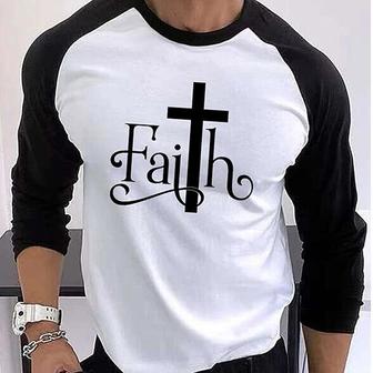 Men's T Shirt Tee Hot Stamping Graphic Cross Crew Neck Street Daily Print Long Sleeve Tops Designer Casual Fashion Comfortable White - Seseable