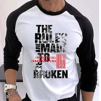 Men's T Shirt Tee Rules Are Made Graphic Letter Crew Neck Street Daily Patchwork Print Long Sleeve Tops Designer Casual Fashion Comfortable White | Seseable CA