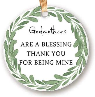 Country Godmother Ornament 2022 Thank You For Being Mine Gifts From Son Daughter For Mom Appreciation Round Ceramic Ornament Christmas Gift - Thegiftio UK