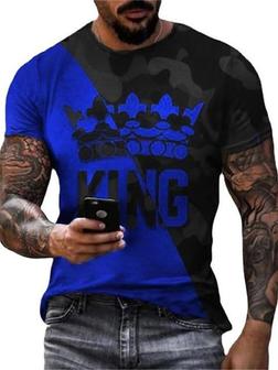 Men's Tee T Shirt Tee 3d Print Graphic King Plus Size Crew Neck Casual Daily Short Sleeve Regular Fit Tops Basic Designer Slim Fit Big And Tall Blue Yellow Red / Summer - Seseable
