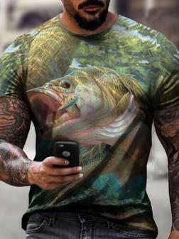 Men's Tee T Shirt Tee Shirt 3d Print Graphic Fish Plus Size Crew Neck Casual Daily Short Sleeve Regular Fit Tops Basic Designer Slim Fit Big And Tall Green Black Blue / Summer - Seseable