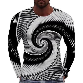 Men's Unisex T Shirt Tee 3d Print Optical Illusion Geometric Graphic Prints Crew Neck Street Daily Print Long Sleeve Tops Basic Casual Classic Big And Tall Gray - Seseable