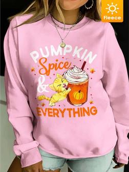 Women Pumpkin Spice Everything Fleece -blend Halloween Sweatshirts - Seseable