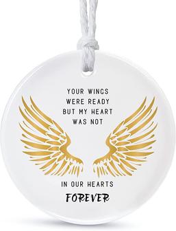 Memory Ornament Ceramic In Loving,sympathy Ornament, Condolence Christmas Ornament For Loss Of Loved One, Remembrance Someone In Heaven Ornament, Double-sided Printing With Lanyard And Gift Box(2.9'') - Thegiftio UK
