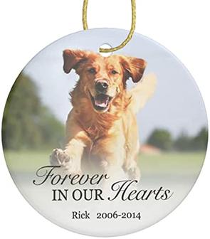 Personalized Memorial Ceramics Ornaments For Christmas 2021 Custom Photo Name Date Gift For Loss Dad Mom Dog Home Decorations - Thegiftio UK