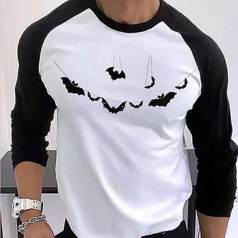 Men's T Shirt Tee Hot Stamping Graphic Bat Crew Neck Street Daily Print Long Sleeve Tops Designer Casual Fashion Comfortable White - Seseable