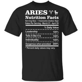 Aries Nutrition Facts Zodiac Horoscope Birthday Astrology T Graphic Design Printed Casual Daily Basic Unisex T-Shirt - Thegiftio UK