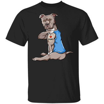 Black Pitbull Tattoos I Love Mom Sitting Gift Mother’S Day Graphic Design Printed Casual Daily Basic Unisex T-Shirt - Thegiftio UK
