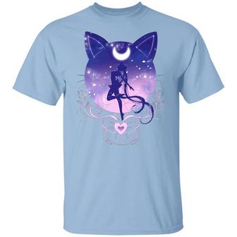 Cute Moon, Cat And Sailor Anime Graphic Design Printed Casual Daily Basic Unisex T-Shirt - Thegiftio UK