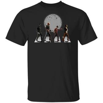 Funny Halloween Horror Characters Across The Road Graphic Design Printed Casual Daily Basic Unisex T-Shirt - Thegiftio UK
