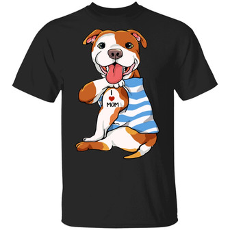 Funny Strong Pitbull I Love Mom Graphic Design Printed Casual Daily Basic Unisex T-Shirt - Thegiftio UK