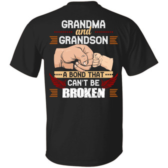 Grandma And Grandson A Bond That Can’T Be Broken Print On Back Graphic Design Printed Casual Daily Basic Unisex T-Shirt - Thegiftio UK