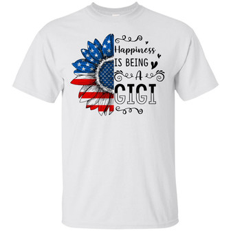 Happiness Is Being A Gigi Sunflower Us Flag Fourth Of July Grandma T Graphic Design Printed Casual Daily Basic Unisex T-Shirt - Thegiftio UK
