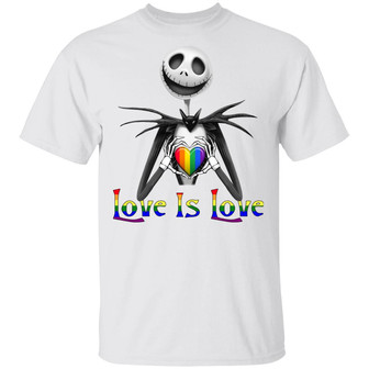 Lgbt Pride Love Is Love Rainbow Jack Skeleton Halloween Graphic Design Printed Casual Daily Basic Unisex T-Shirt - Thegiftio UK
