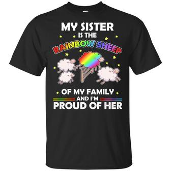 My Sister Is The Rainbow Sheep Of My Family And I’M Proud Of Her Gay Pride Graphic Design Printed Casual Daily Basic Unisex T-Shirt - Thegiftio UK