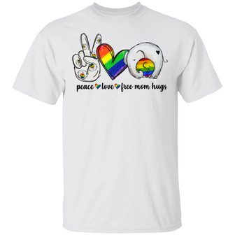 Peace Love Free Mom Hugs Elephant Lgbt Graphic Design Printed Casual Daily Basic Unisex T-Shirt - Thegiftio UK