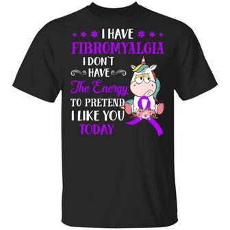 Purple I Have Fibromyalgia I Don’T Have The Energy To Pretend I Like You Awareness Ribbon Graphic Design Printed Casual Daily Basic Unisex T-Shirt - Thegiftio UK