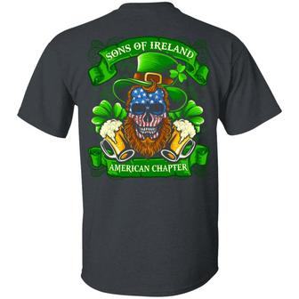 Sons Of Ireland American Chapter American Flag Skull Print On Back Only Graphic Design Printed Casual Daily Basic Unisex T-Shirt - Thegiftio UK