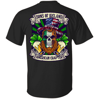 Sons Of Ireland American Chapter Print On Back Graphic Design Printed Casual Daily Basic Unisex T-Shirt - Thegiftio UK