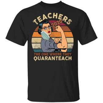 Teachers 2020 The One Where They Quaranteach Vintage Graphic Design Printed Casual Daily Basic Unisex T-Shirt - Thegiftio UK