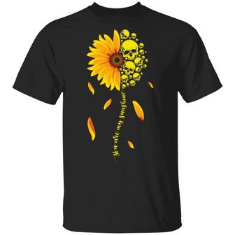 You Are My Sunshine Sunflower Skull Graphic Design Printed Casual Daily Basic Unisex T-Shirt - Thegiftio UK