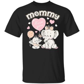 Cute Mommy Elephant Graphic Design Printed Casual Daily Basic Unisex T-Shirt - Thegiftio UK