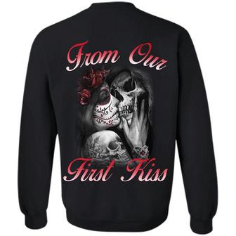 From Our First Kiss Till Our Last Breath Matching Couple Skull Print On Back Hoodie Graphic Design Printed Casual Daily Basic Sweatshirt - Thegiftio UK