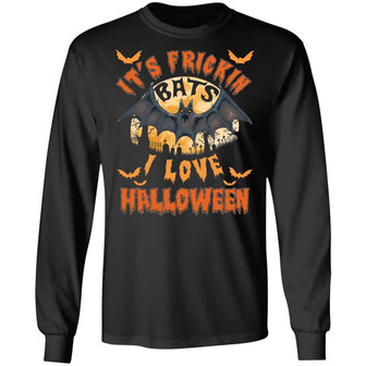 It’S Frickin Bats I Love Halloween Funny Halloween Hoodie Graphic Design Printed Casual Daily Basic Unisex Long Sleeve - Thegiftio UK