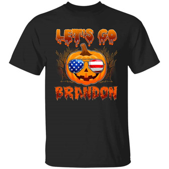 Let’S Go Brandon Funny Pumpkin Sunglasses Halloween Fjp Graphic Design Printed Casual Daily Basic Unisex T-Shirt - Thegiftio UK