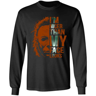 Social Distance Michael Wearing Face Cover Myers Graphic Design Printed Casual Daily Basic Unisex Long Sleeve - Thegiftio