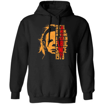 Social Distance Michael Wearing Face Cover Myers Graphic Design Printed Casual Daily Basic Hoodie - Thegiftio